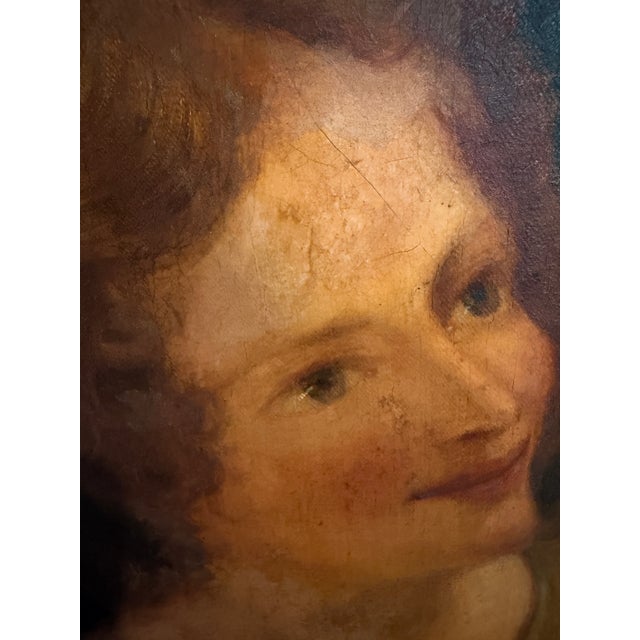 Antique 19th C. Mother & Child Oil Painting in Gilt Frame Victorian Continental For Sale - Image 4 of 9