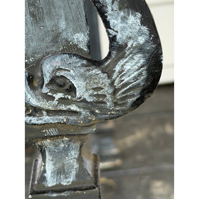 Black Vintage Star and Dolphin Double Settee Arm Chair Table With Filigree a Set of 3 For Sale - Image 8 of 12