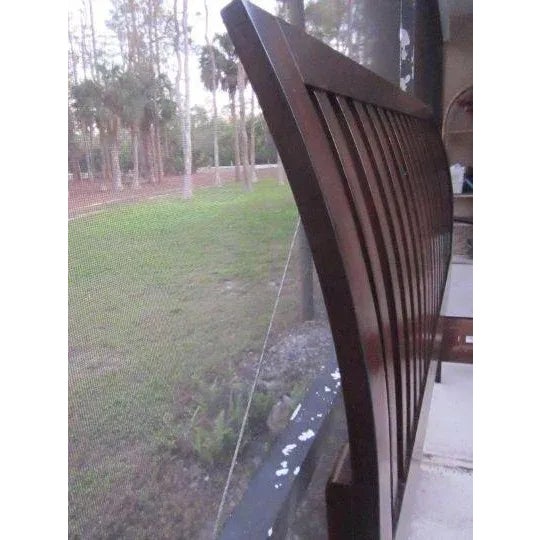 1990s King Size Wood Sleigh Headboard Foot Board and Rails Dark Tone Brown Color For Sale - Image 12 of 13