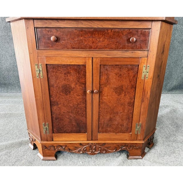 Antique Bench-Made Burled Walnut Corner Cabinet For Sale In Raleigh - Image 6 of 12