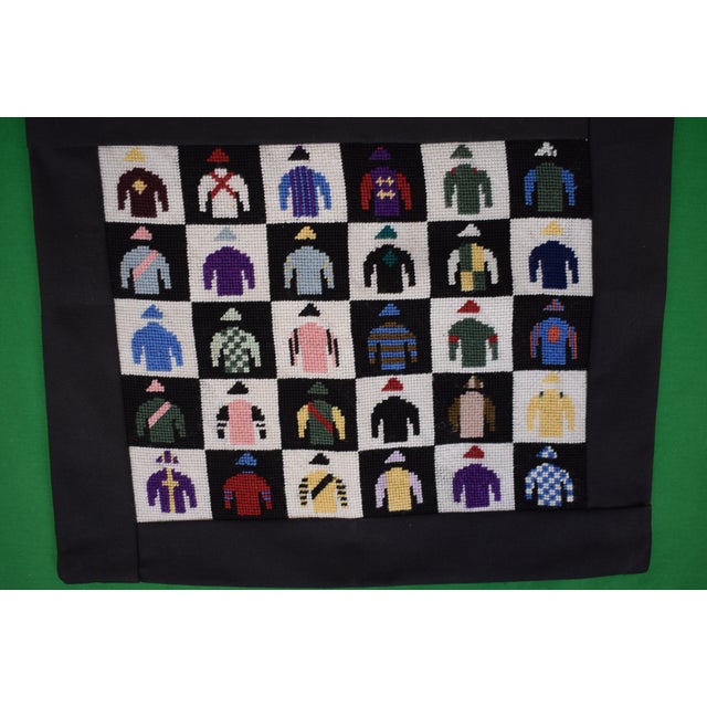 Traditional Hand Needlepoint Tote Bag W/ 30 Famous Owners Racing Colours/ Silks For Sale - Image 3 of 5