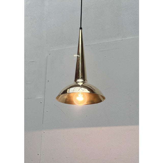 Mid-Century Modern Mid-Century Modern Danish Brass Kone Pendant Lamps, 1950s, Set of 2 For Sale - Image 3 of 18