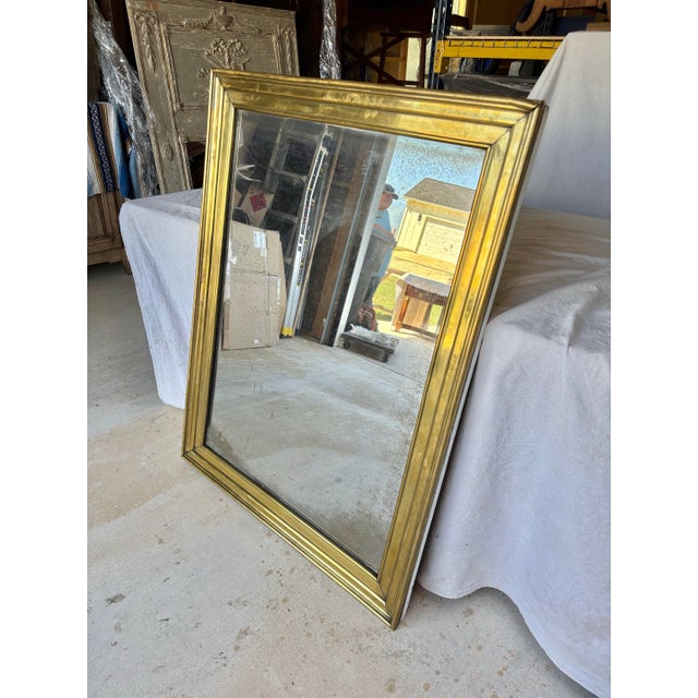 20th Century French Brass Bistro Wall Mirror For Sale - Image 4 of 13