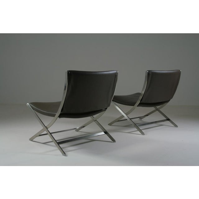 Metal Set of Leather Model Peter Lounge Chairs attributed to Antonio Citterio for Flexform For Sale - Image 7 of 18