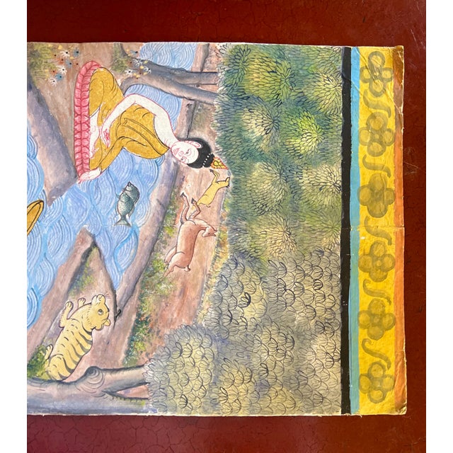 Asian Antique Thai Buddhist Prayer Manuscript Sheet For Sale - Image 3 of 6