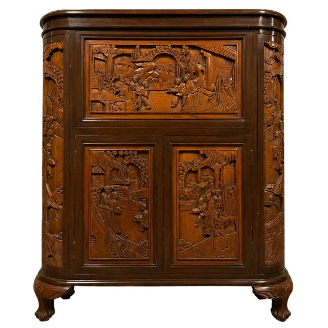 1930s Carved Wooden Bar Cabinet, 1930s For Sale - Image 5 of 5