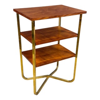 Vintage Brass Table with Three Shelves, Czechoslovakia, 1930s For Sale