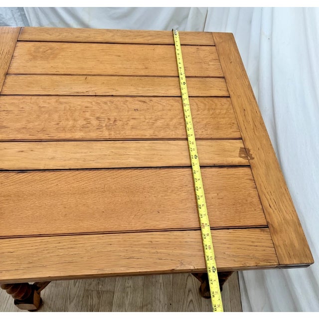 Antique Expanding Pub Kitchen Table Barley Twist Legs Quarter Sawn White Oak For Sale - Image 9 of 11