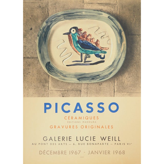 Pablo Picasso, Madoura Ceramics, Colorful Bird, Lithograph Poster For Sale
