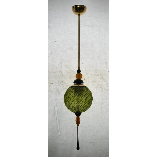 Black Midcentury Modern Italian Blown Green Glass Lantern, 2000 For Sale - Image 8 of 8