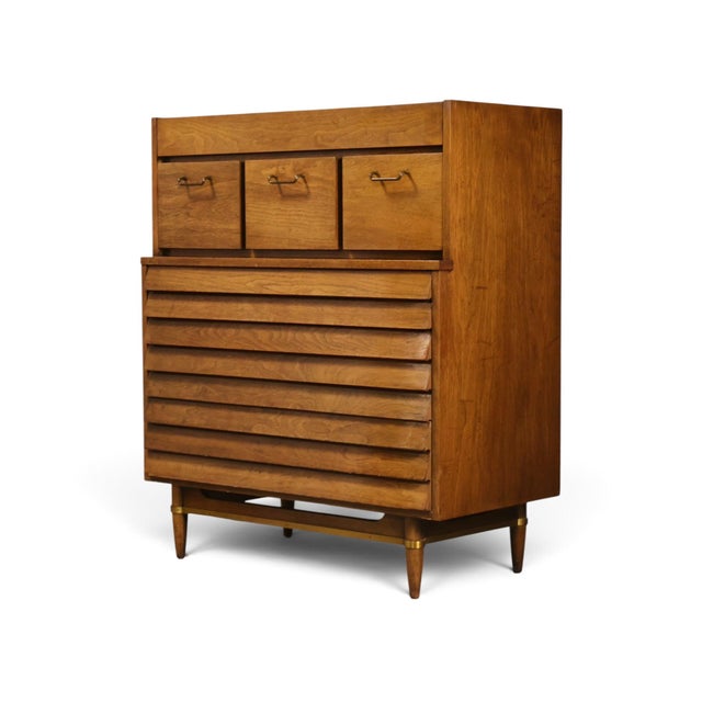 Merton Gershun for American of Martinsville Dania Vintage Mid Century Modern Highboy Dresser C. 1960s For Sale - Image 11 of 14