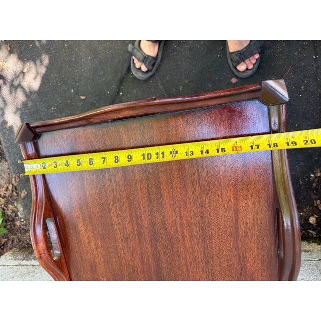 Vintage Chippendale Revival Mahogany Tray-Top 2 Tier Side Table. For Sale - Image 9 of 13