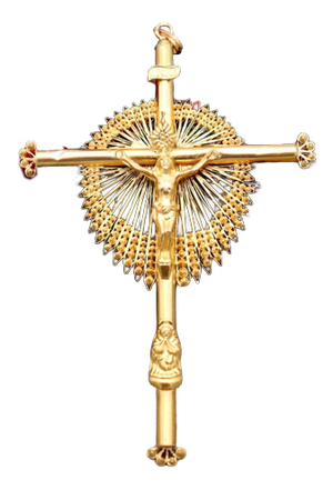 19.2k Gold Crucifix with Christ and Our Lady