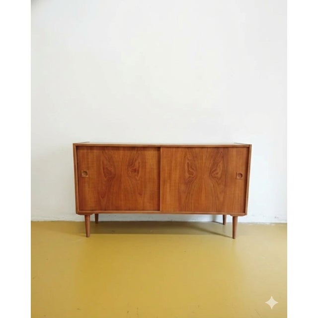 Brown Vintage Danish Teak Sideboard with Sliding Doors, 1950s For Sale - Image 8 of 8