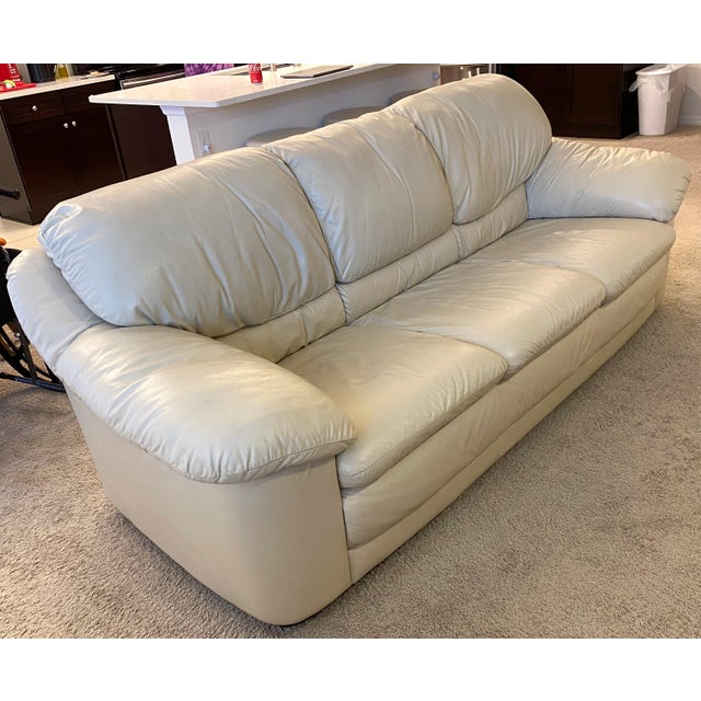 2000s Natuzzi Cream Leather Sofa Chairish