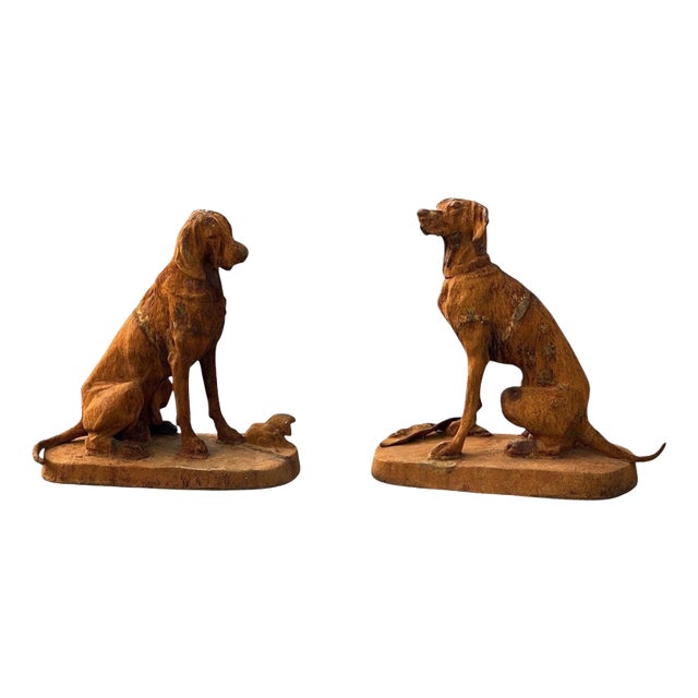 Monumental Cast Iron Hunting Hounds After Henri Alfred Jacquemart, Set of 2 For Sale