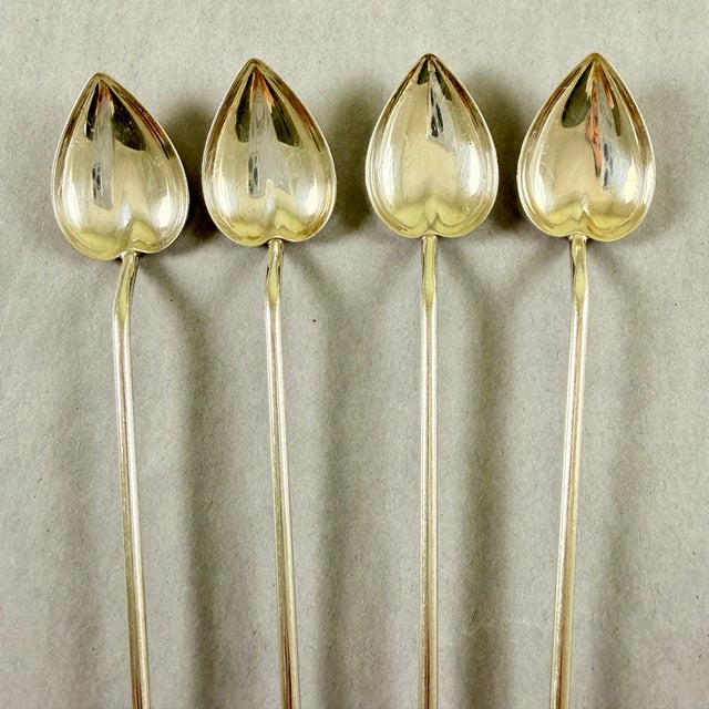 Sterling Silver Highball or Iced Tea Heart Leaf Bowl Stirring Straws, Set of 4 For Sale - Image 4 of 11