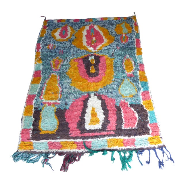 Vintage Moroccan Hand-Woven Wool Tapestry For Sale