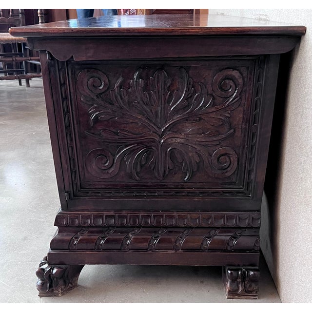 Late 19th Century 19th Century Italian Carved Cassone Trunk With Original Hardware For Sale - Image 5 of 13