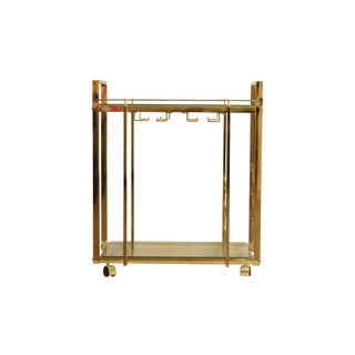 Hollywood Regency Brass Bar Cart For Sale