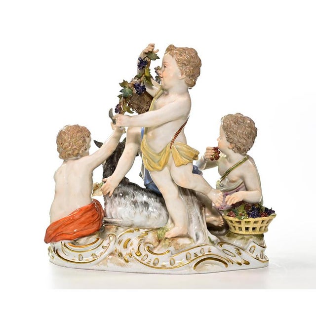 Meissen, Allegory of Autumn Porcelain Sculpture with Gold Accents, Porcelain For Sale - Image 3 of 6