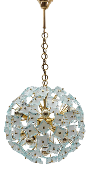 Gold and Glass Snowflake Lamp from Zero Quattro, Italy, 1960s