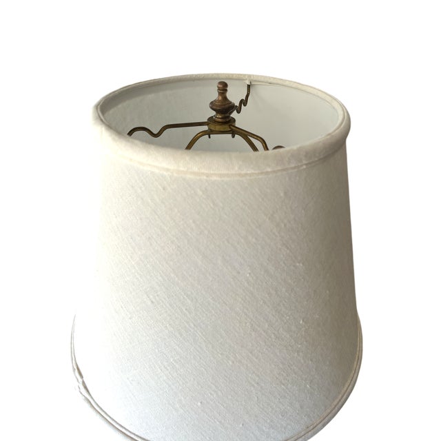 Brown 1990s Toile Elephant and Boy Tropical Palm Tree Table Lamp For Sale - Image 8 of 12