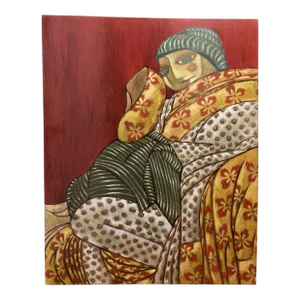 Late 20th Century Monumental Pop Art Abstract Painting of Japanese Woman in Kimono