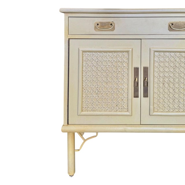 Light Yellow 1960s Bamboo and Cane Sideboard Attributed Ficks-Reed For Sale - Image 8 of 11
