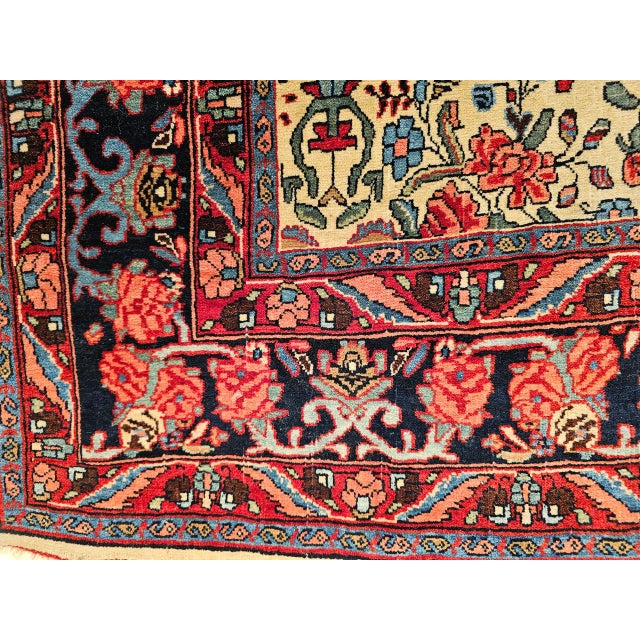 Vintage Persian Bidjar Area Rug, Hand-Knotted Wool, All-Over Golfarang Floral Pattern, Yellow & Red, 5x9 For Sale In Chicago - Image 6 of 18