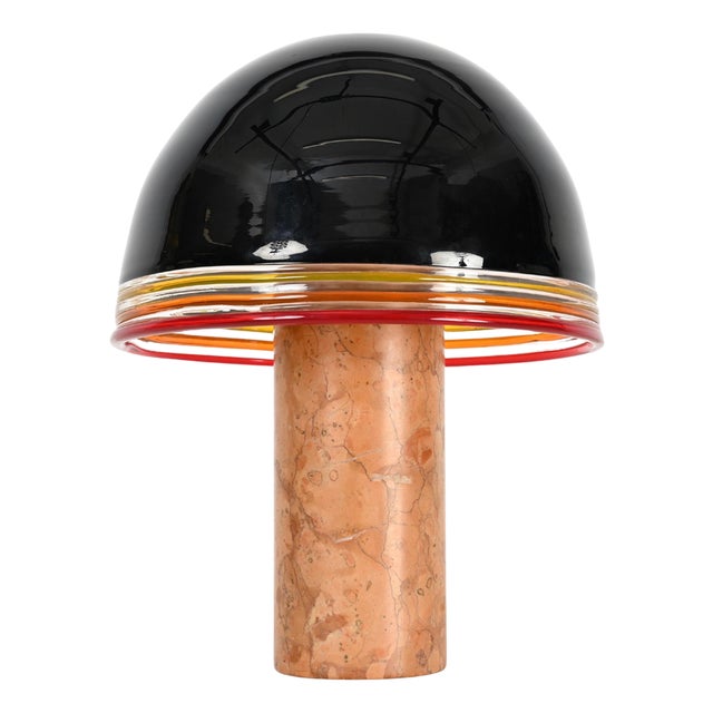 Febo Red Marble and Murano Glass Table Lamp attributed to Pamio & Toso for Leucos, 1970s For Sale