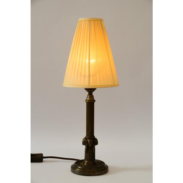 Brown Art Deco Table Lamp with Capricorn Head & Fabric Shade, Vienna, 1920s For Sale - Image 8 of 17
