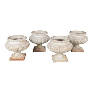 19th Century French Cast Iron Urns, Set of 4