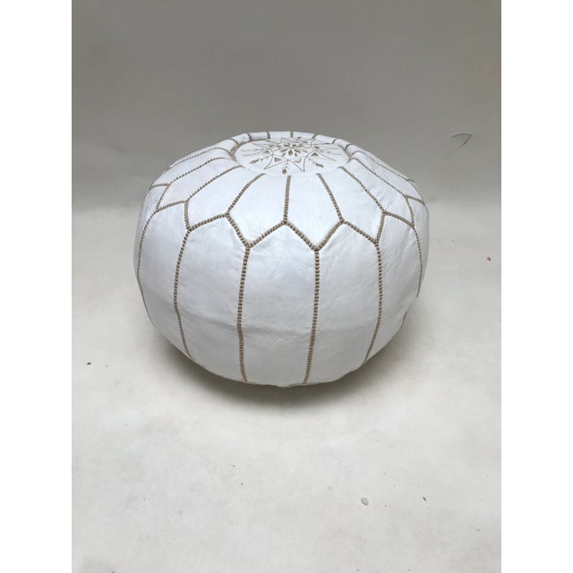 Moroccan Moroccan Leather Pouf Ottoman Covers - a Pair For Sale - Image 3 of 8