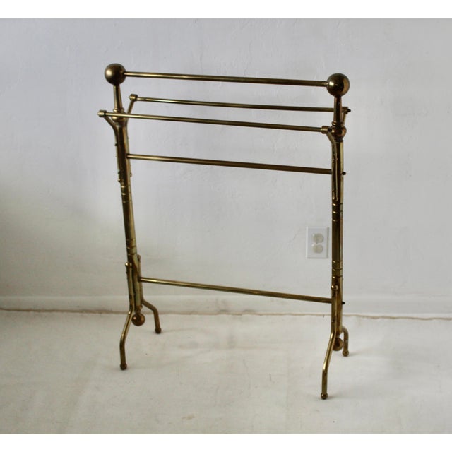 Metal Vintage Victorian-Style Brass Towel Blanket Comforter Rack Stand For Sale - Image 7 of 15