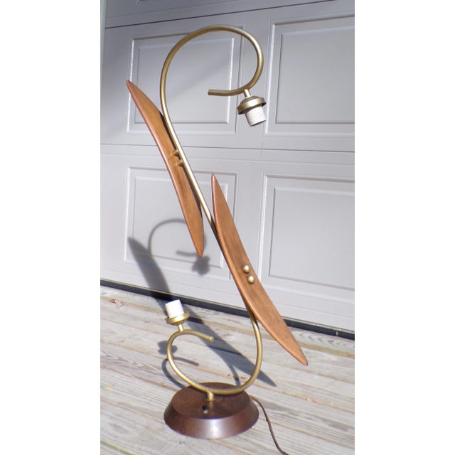 Vintage Mid Century Modern Sculptural Walnut Table Lamp Japan 1960's For Sale In Boston - Image 6 of 15