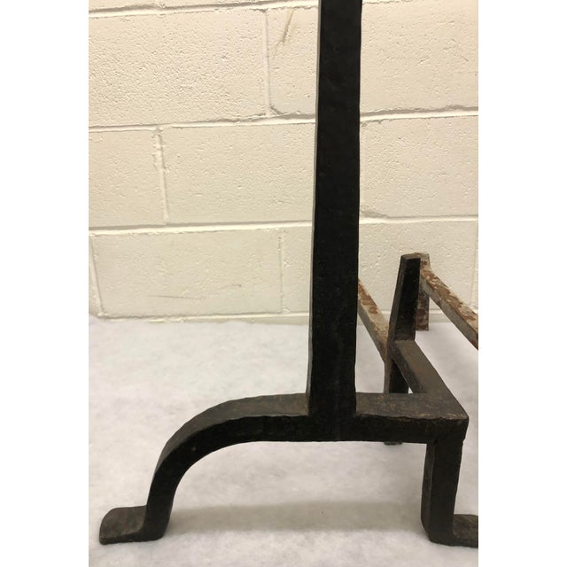 1910s Antique Gustav Stickley Model #237 Black Wrought Iron Craftsman Andirons- a Pair For Sale - Image 5 of 12