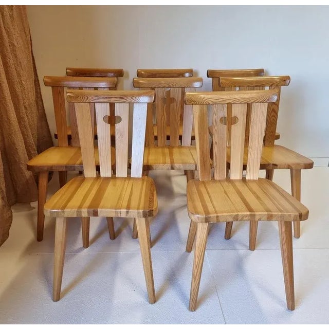 Scandinavian Modern Pine Chairs by Göran Malmvall for Karl Andersson & Söner, 1950s, Set of 8 For Sale - Image 3 of 9