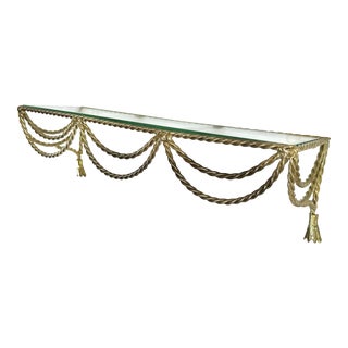 1980s Gilded Tassel and Swagged Rope Wall Shelf For Sale