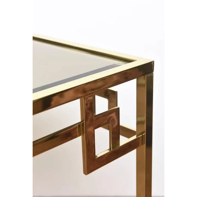 Metal Vintage Italian Brass and Glass Greek Key Nesting Tables Set of 3, 1970's For Sale - Image 7 of 10