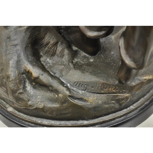 "Enjoue" After Auguste Moreau Victorian Bronze Boy and Girl Statue Sculpture For Sale - Image 9 of 12