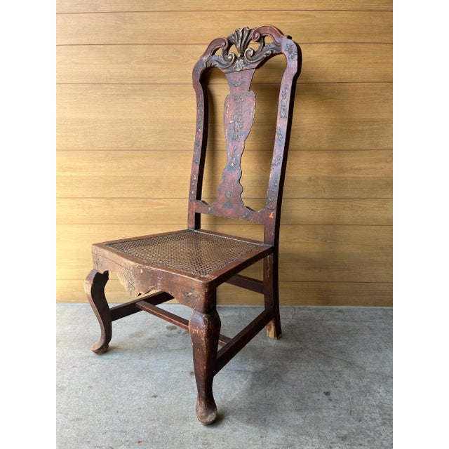 Brick Red 19th Century Venetian Rococo Chinoiserie Side Chairs a Pair For Sale - Image 8 of 11