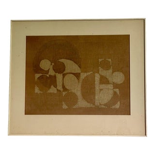 1970s Original Textile Fabric Art Abstract Geometric Screenprint Monoprint For Sale