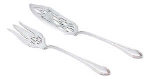 Fish Knife and Fork in Cut and Engraved Silver, Set of 2