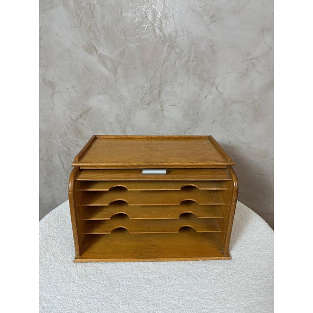 Vintage Oak Filing Cabinet, 1960 For Sale - Image 6 of 11