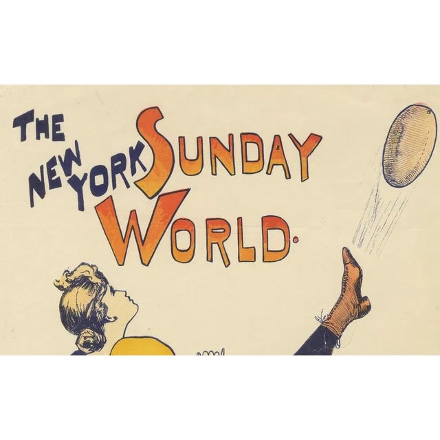 1895 *new york sunday world* poster by j.e. Scotson-clark - bold & rare print : this original 1895 advertising poster for...