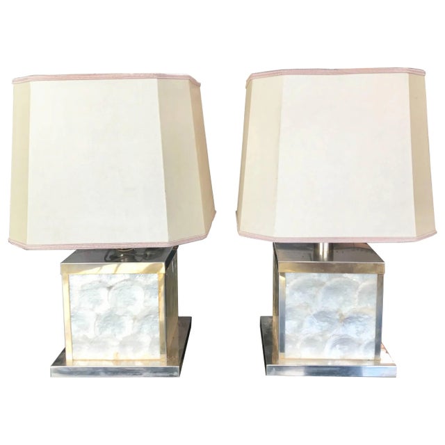 Silver Mother of Pearl Lamps, Italy, 1960 For Sale - Image 8 of 8