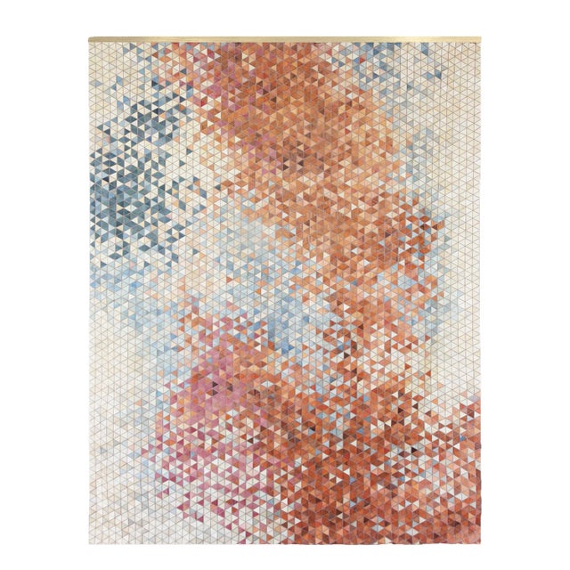 Blue-Orange Dyed Wooden Textile Wall-Hanging by Elisa Strozyk For Sale