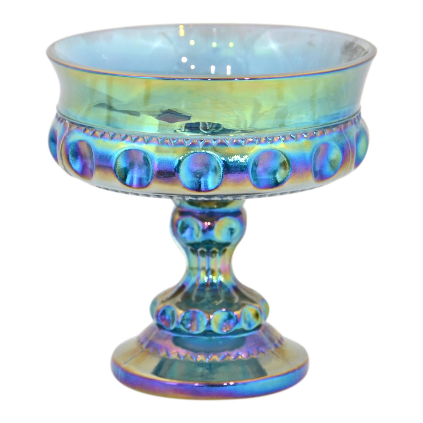 Iridescent Blue Pedestal Bowl Chairish