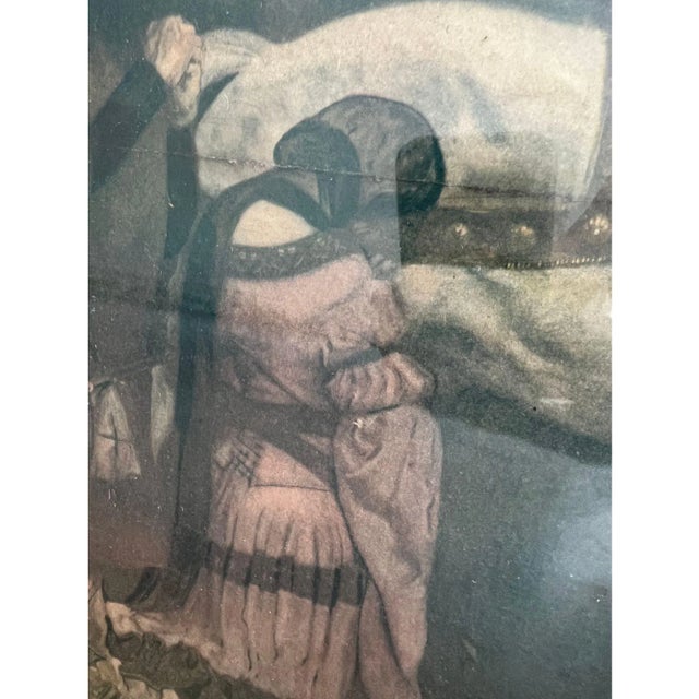 Gothic 1950s Framed Medieval Print After Edwin Austin Abbey “Sir Galahad Passes From the Land” For Sale - Image 3 of 8